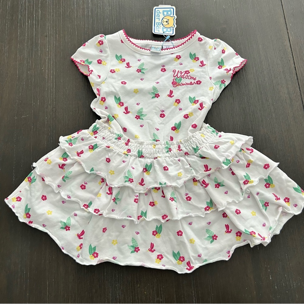 White Floral Kids Dress